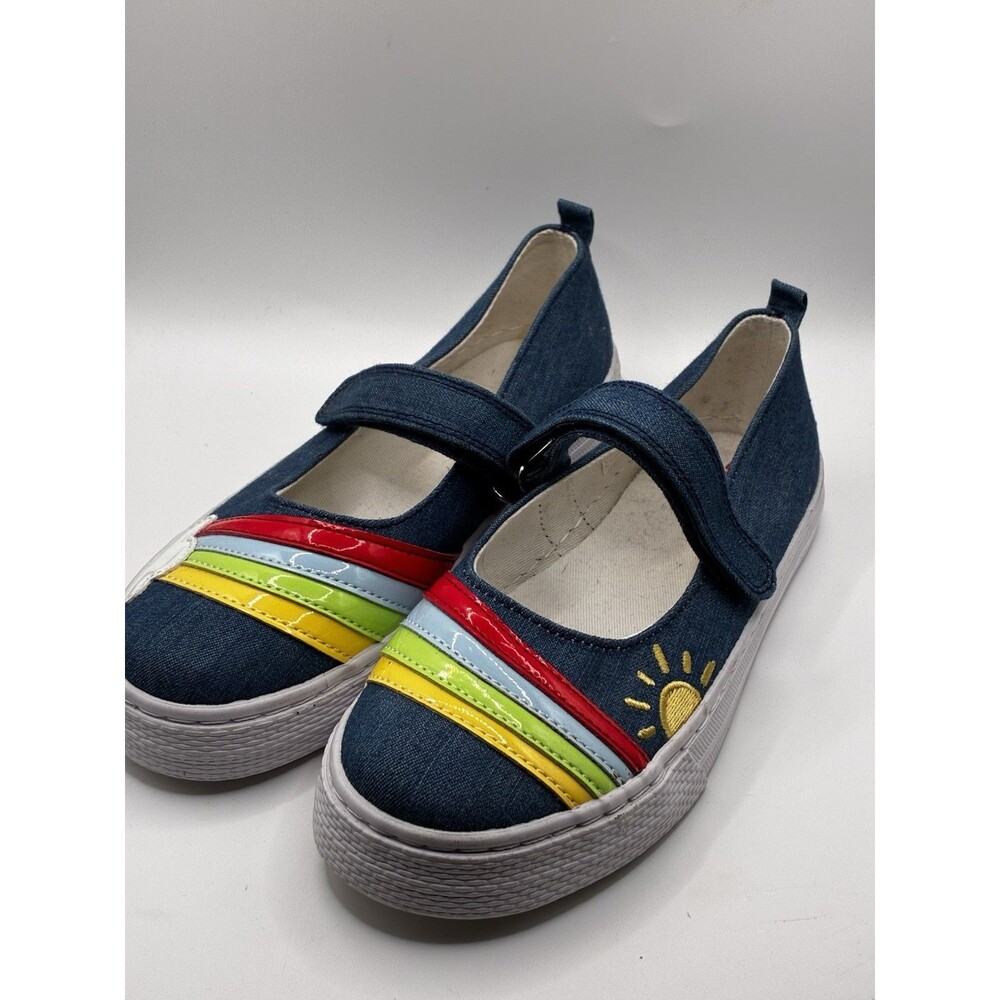 Gymboree Girls Denim Rainbow Sun Mary Jane Sneakers Canvas Shoe Sz 1 Youth